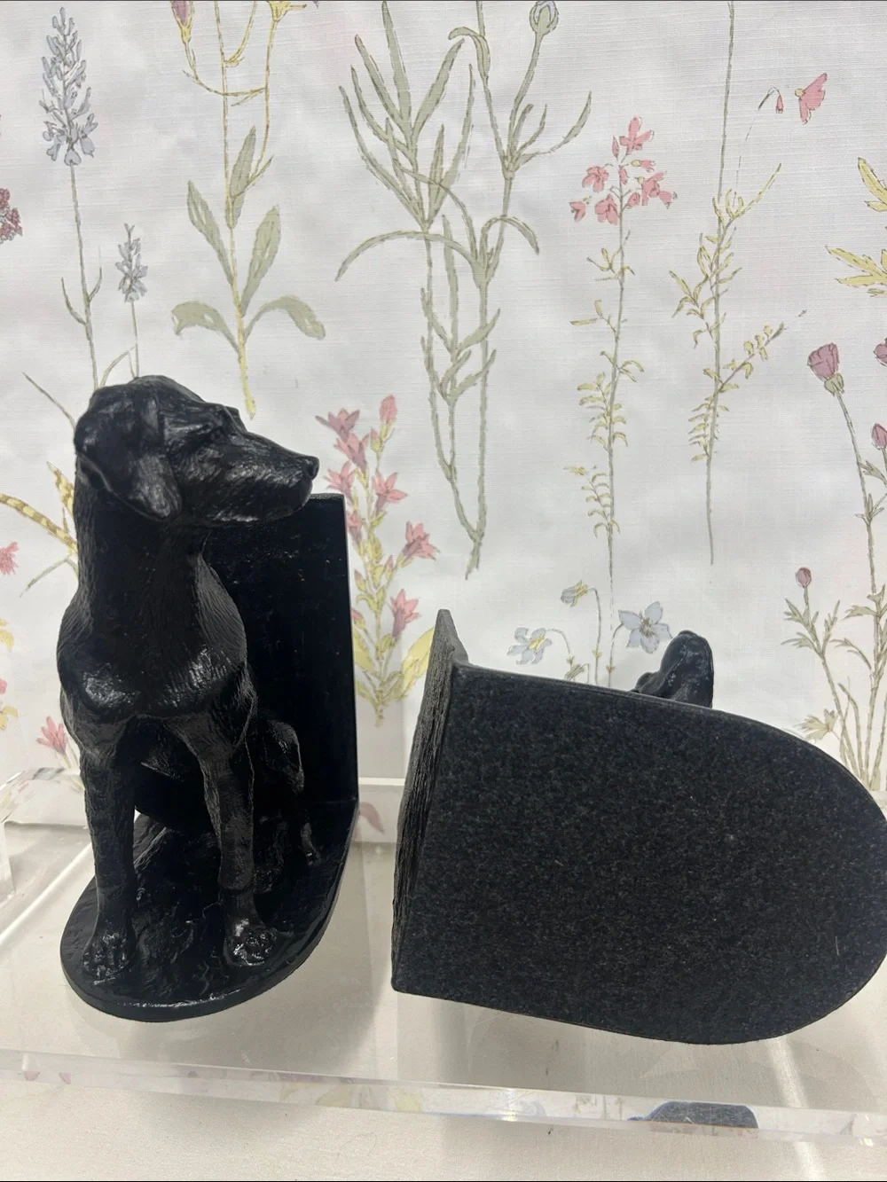 Pottery BarnVTG  Black Cast Iron Labrador Dog Bookend Pair